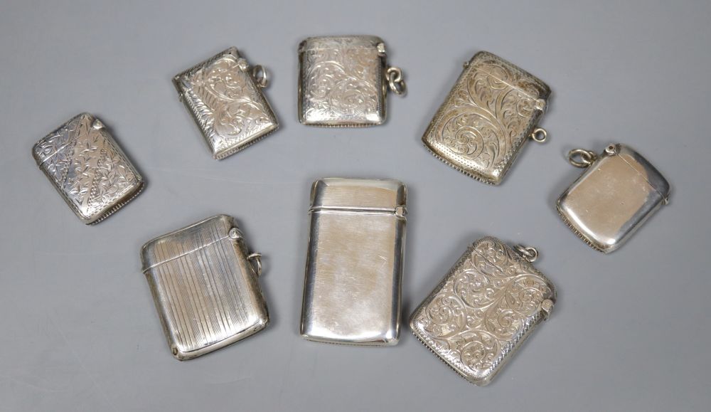 Eight silver vesta cases, approx 5.12oz